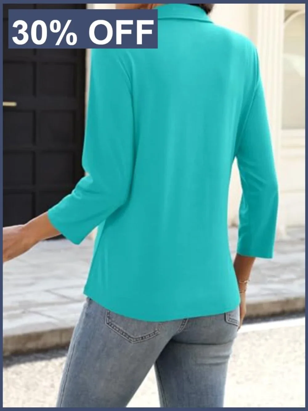 Womens 3/4 Sleeve Button Down Shirt Dressy Casual Business Top Soft Stretchy_4